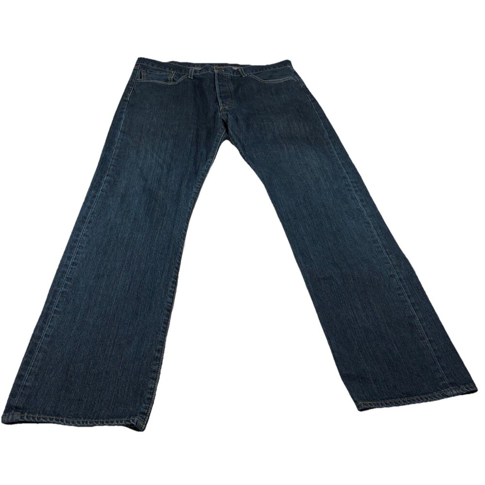 Levi’s 501 Jeans Mens 36x32 Blue Button Fly Straight Leg Distressed Hem